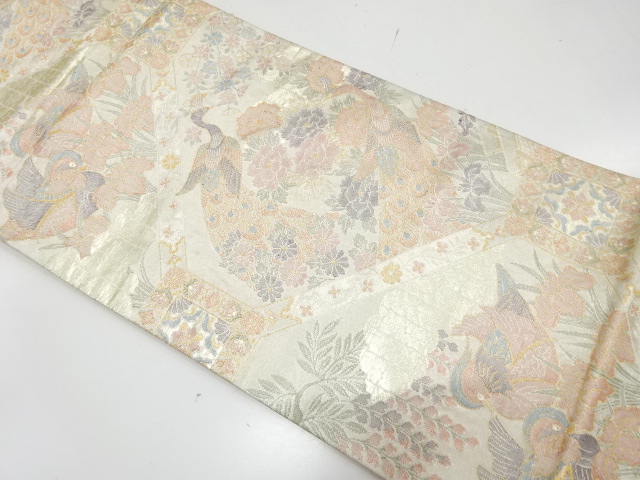 JAPANESE FUKURO OBI / SAGANISHIKI / WOVEN FLOWER & BIRD